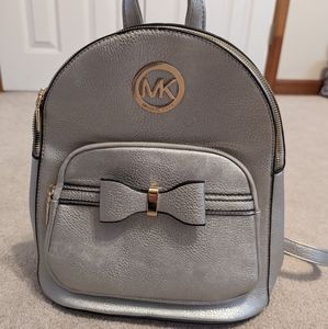 Michael Kors silver box mini backpack